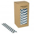 250 pcs/Box Navy Stripe Paper Drinking Straws