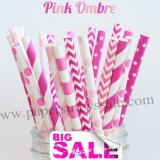 250pcs PINK OMBRE Pink Paper Straws Mixed