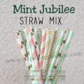 250pcs Mint Jubilee Theme Paper Straws Mixed