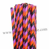 Black Orange Purple Striped Paper Straws 500pcs