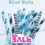 250pcs BLUE HUES Theme Paper Straws Mixed
