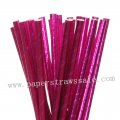 Plain Metallic Hot Pink Foil Paper Straws 500pcs