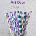 250pcs Art Deco Themed Paper Straws Mixed