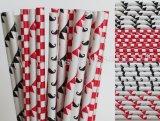 200pcs Red and Black Mustache Paper Straws Mixed