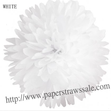8" and 14" Paper Pom Pom Tissue White 20pcs [paperflower010]