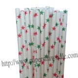Christmas Paper Straws Green Red Star 500pcs