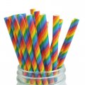 Colorful Rainbow Stripe Paper Drinking Straws 500pcs