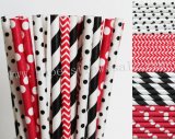 200pcs Black Red Mouse Party Paper Straws Mixed