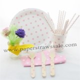 168 pieces/lot Pink Polka Dot Party Tableware Set