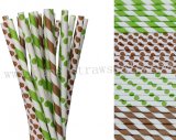 200pcs Lime Green and Brown Paper Straws Mixed