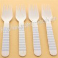 Wooden Forks Silver Striped Printed 100pcs
