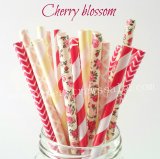 250pcs CHERRY BLOSSOM Garden Paper Straws Mixed