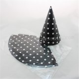 48pcs Black Paper Party Hats White Polka Dot