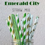 200pcs Emerald City Themed Paper Straws Mixed