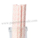 Pink Damask Paper Drinking Straws 500pcs