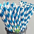 Metallic Blue Foil Striped Paper Straws 500 pcs