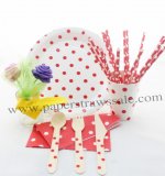168 pieces/lot Red Polka Dot Party Tableware Set