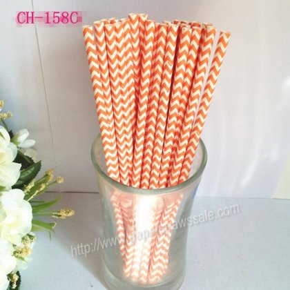Orange Chevron Design Paper Straws 500pcs