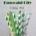 200pcs Emerald City Themed Paper Straws Mixed