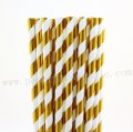 Metallic Gold Stripe Foil Paper Straws 500pcs