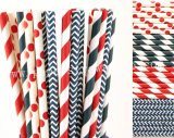 200pcs Navy and Red Patriotic Paper Straws Mixed