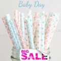 200pcs Baby Day Themed Paper Straws Mixed