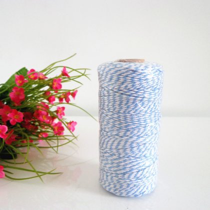 Sky Blue and White Striped Bakers Twine 15 Spools