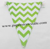 Green Chevron Party Paper Bunting Flags 20 Strings