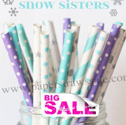 300pcs SNOW SISTERS Frozen Paper Straws Mixed
