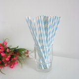 Paper Straws with Light Blue Stripes 500pcs