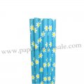 Daisy Flower Printed Blue Paper Straws 500pcs