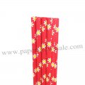 Red Paper Drinking Straws Daisy Printed 500pcs