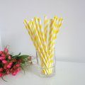 Yellow and White Striped Paper Drinking Straws 500pcs