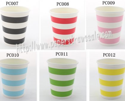 360pcs 90Z Striped Paper Drinking Cups Mixed 6 Colors