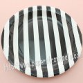 9" Round Paper Plates Black Striped 60pcs