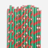 Christmas Green Red Santa Claus Paper Straws 500 pcs