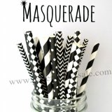 200pcs Masquerade Black White Mixed Paper Straws