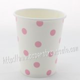90Z Pink Polka Dot Paper Drinking Cups 120pcs