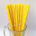 Yellow Paper Drinking Straws White Star 500pcs