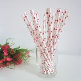 White Paper Drinking Straws with Red Stars 500pcs