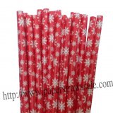 Snowflake Christmas Red Paper Straws 500pcs