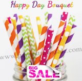 200pcs HAPPY DAY BOUQUET Themed Paper Straws Mixed