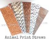 Animal Print Paper Straws 2500pcs Mixed 5 Colors