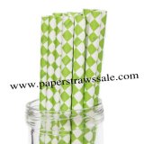 Lime Green Harlequin Diamond Paper Straws 500pcs