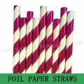 Hot Pink Foil Striped Paper Straws 500pcs