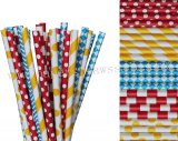 250pcs Blue Red Yellow Circus Paper Straws Mixed