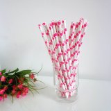 Hot Pink Polka Dot Paper Drinking Straws 500pcs