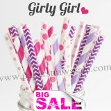 250pcs GIRLY GIRL Themed Paper Straws Mixed