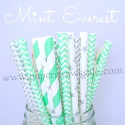 200pcs Mint Everest Paper Straws Mixed [themedstraws155]