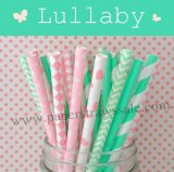 300pcs Lullaby Mint & Pink Paper Straws Mixed